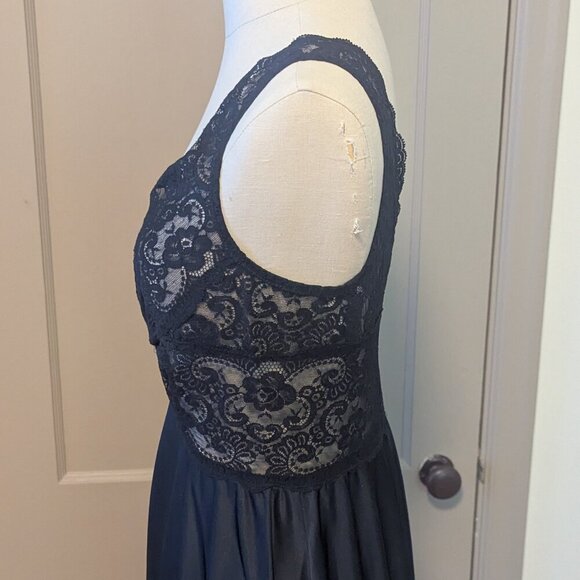 Vintage Olga Lace Satin Nightgown Lingerie Evening Gown 1970’s Black - Picture 6 of 13